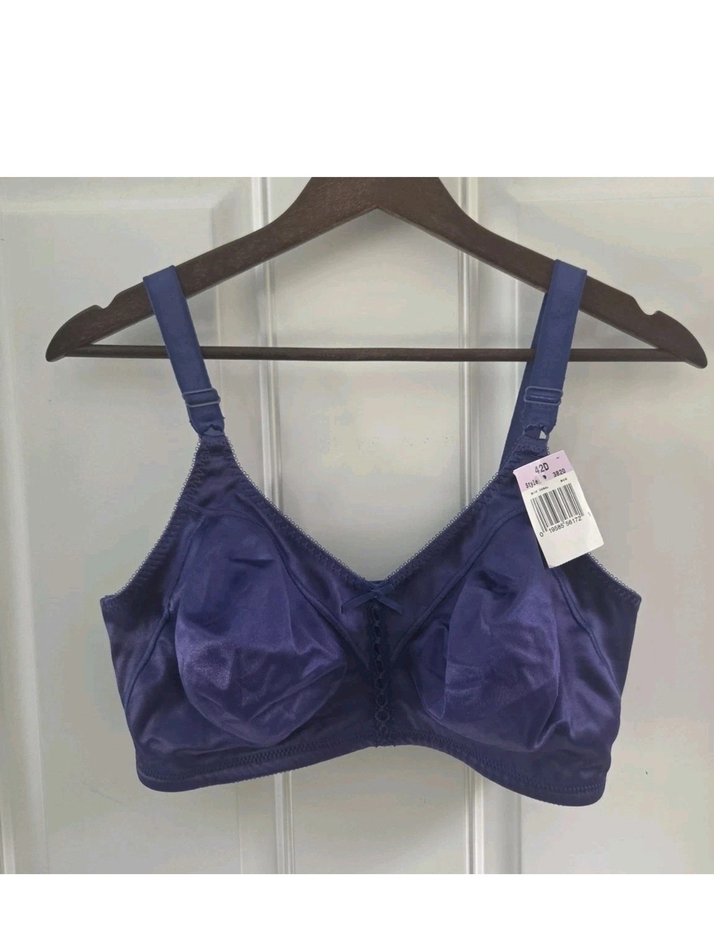 Bali Double Support Wireless Bra Royal Blue Satin Womens Size 42D New NWT